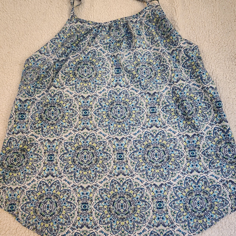 Faded Glory Blue and Green Mandala Tank Top